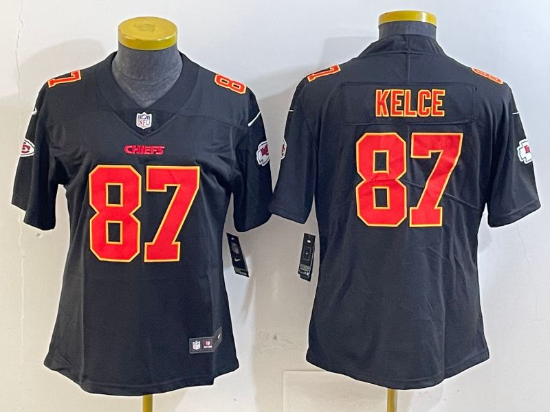 Youth Kansas City Chiefs 87 Kelce Black 2025 Nike Vapor Limited NFL Jersey style 209